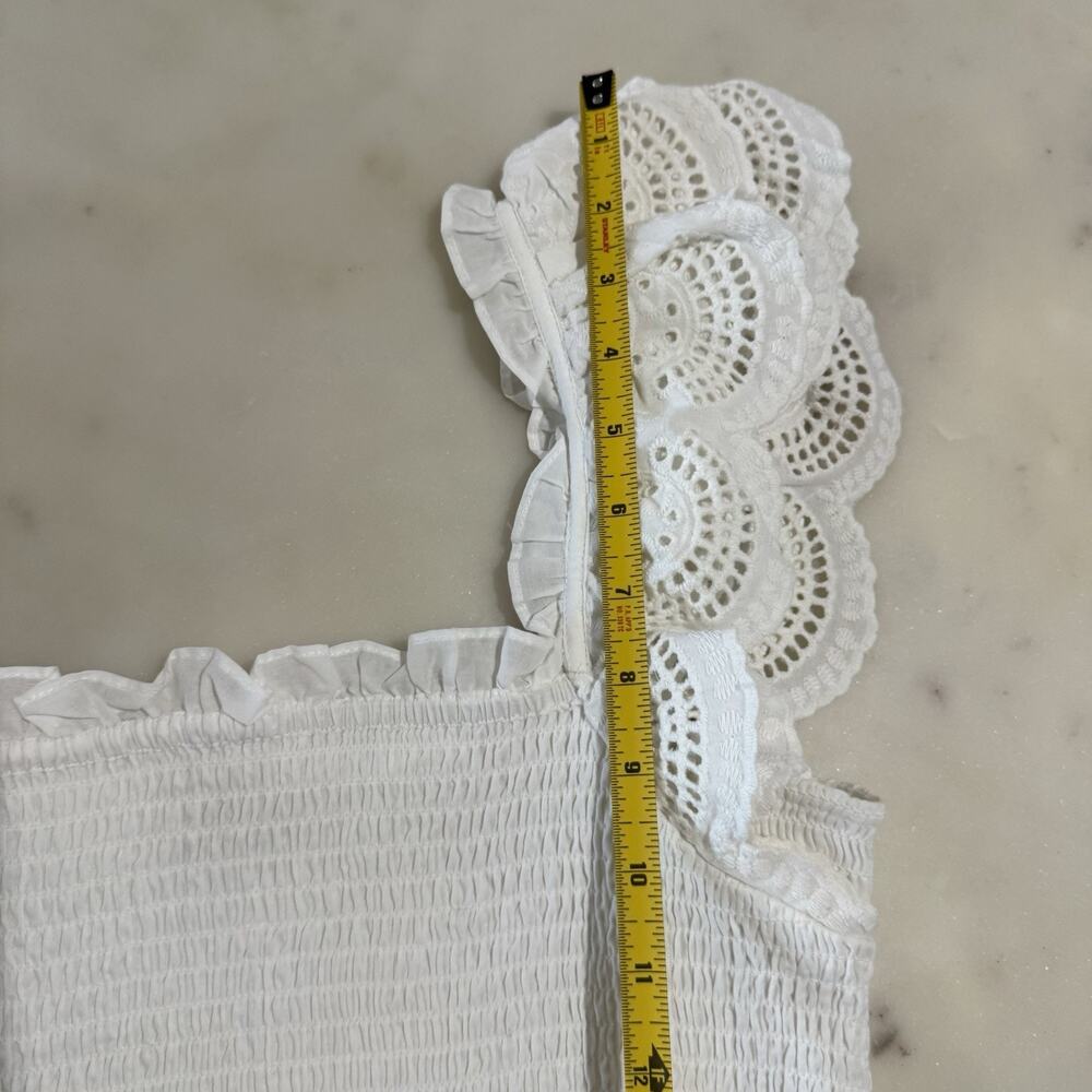 White Eyelet Smocked Ruffle-Strap - Picture 6 of 10